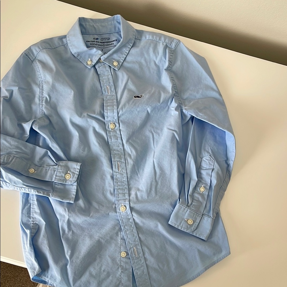 Vineyard Vines Kids Light Blue OTG Performance Button Down Shirt